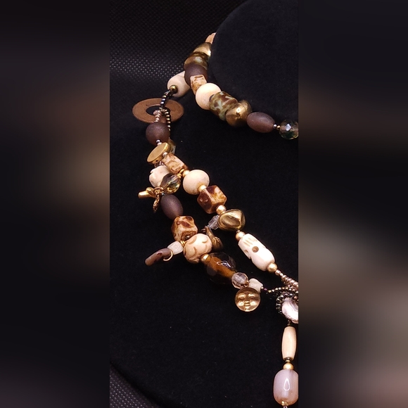 Unique Handcrafted Beaded Boho Tassel Necklace With Charms And Skull Beads - Picture 3 of 7